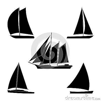 Sailboats for travel and recreation on a white background. Stock Photo