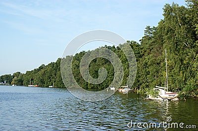 Sailboats yachts moored to shore Editorial Stock Photo