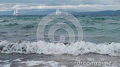 Sailboats and yachts on the sea ocean background landscape Editorial Stock Photo