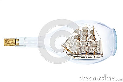 Sailcloth ship in bottle Stock Photo