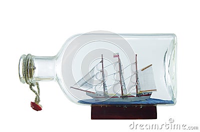 Sailcloth ship in bottle Stock Photo