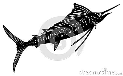 Black and white sailfish illustration Vector Illustration