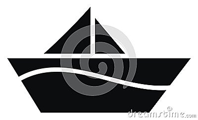 Sailing black boat, icon Vector Illustration