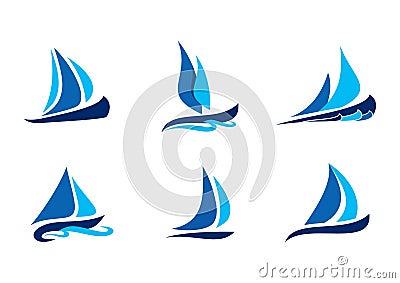 Sailing, boat, logo, sailboat symbol, creative vector designs set of sailboat logo icon collection Vector Illustration