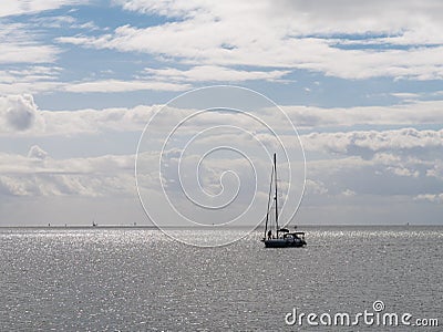 Sailing boat on Markermeer lake in the Netherlands Stock Photo
