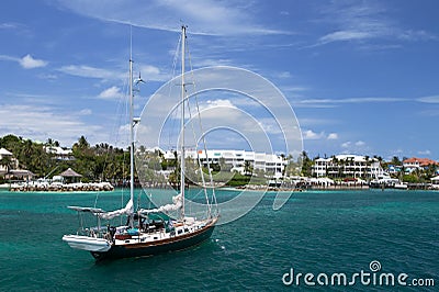 Sailing Boat, Nassau Harbour, the Bahamas Stock Photo