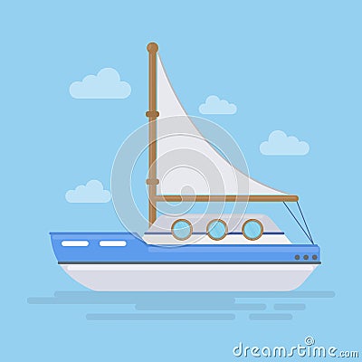 sailing boat. Vector Illustration