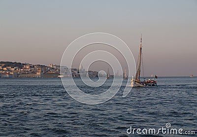 Sailing in the river Stock Photo