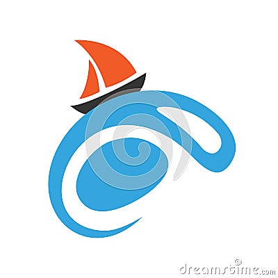 Sailing boat on the water, vector icon Vector Illustration