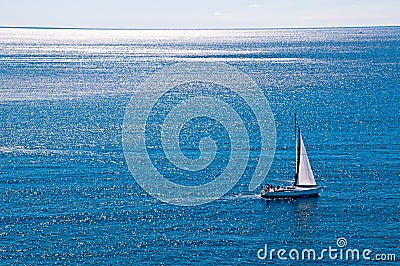 Sailing boat in the wind Stock Photo