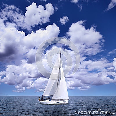 sailing boat in the wind stock photo - image: 6417200