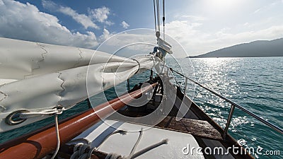 Sailing boat in the wind Stock Photo