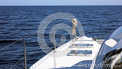 Sailing boating in ocean, ship at sea close up high quality image luxury experience Stock Photo