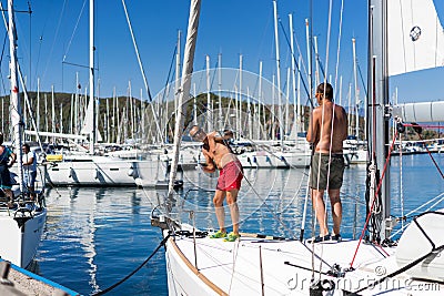 Sailing boats docked in Fethiye Turkey Editorial Stock Photo