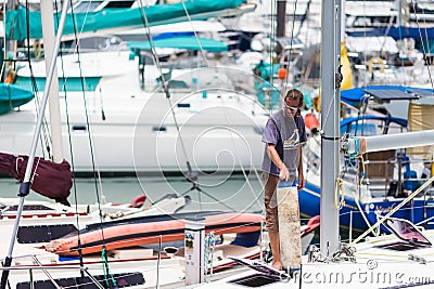 Sailing boats docked Editorial Stock Photo