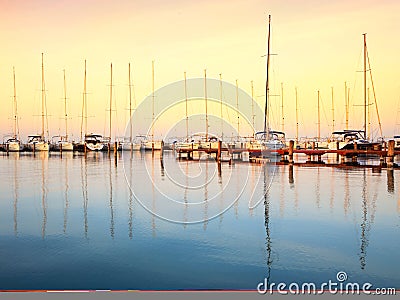 Sailing boats in the marina, lake Balaton Stock Photo