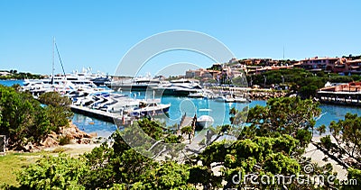 Sailing boats parked in Sardinia, Italy Editorial Stock Photo