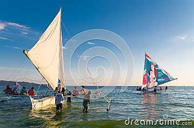 Sailing boats with tourists Editorial Stock Photo