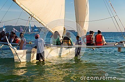 Sailing boats with tourists Editorial Stock Photo