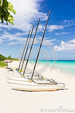 Sailing boats in Varadero Beach, Cuba Stock Photo