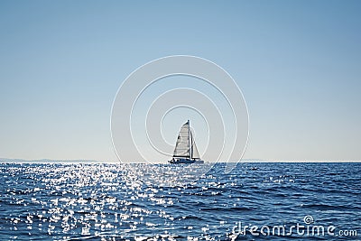 Sailing catamaran in the Aegean sea, Greece Stock Photo