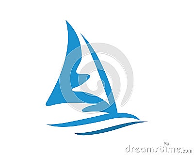 Sailing Catamaran or Sailboat on the Ocean visualized with Simple Touch Vector Illustration