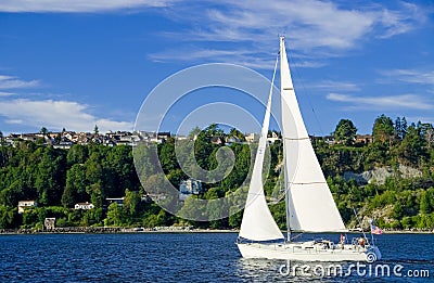 Sailing on Elliott Bay Stock Photo