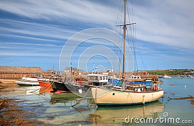 Sailing and fishing boats, Cornwall Stock Photo