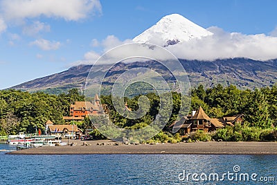 Sailing Lake Todos los Santos, from Petrohue port - Chile - Andean Crossing Editorial Stock Photo