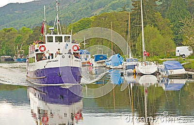 Sailing on Lochness and Caledonian Canal. Editorial Stock Photo