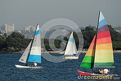 Sailing in Mission Bay 2 Editorial Stock Photo