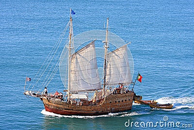 Sailing over the Atlantic Ocean near Carvoeiro Editorial Stock Photo