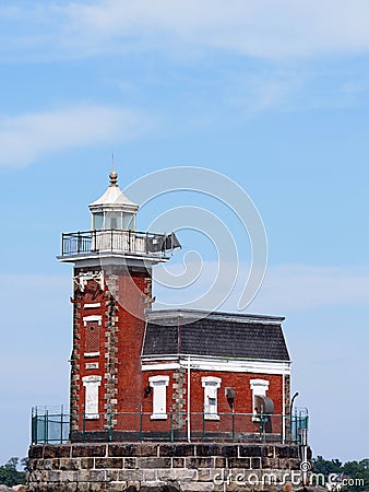 Sailing past Stepping Stone Lighthouse on a beautiful day Stock Photo