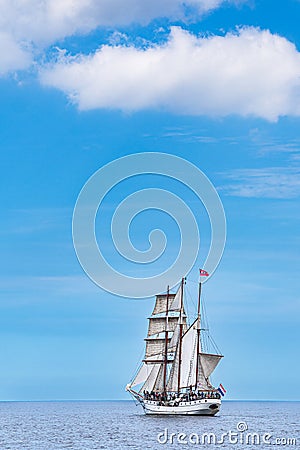 Sailing ship on the Baltic Sea during the Hanse Sail in Warnemuende, Germany Stock Photo