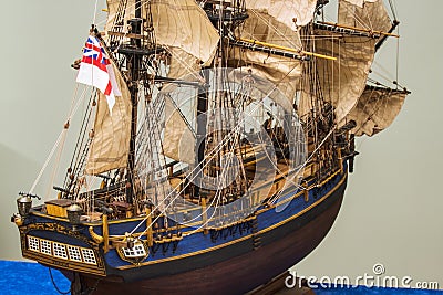 Sailing ship - Bounty wooden antique model building Editorial Stock Photo