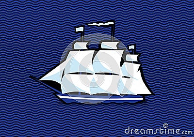 Sailing ship Frigate Vector Illustration