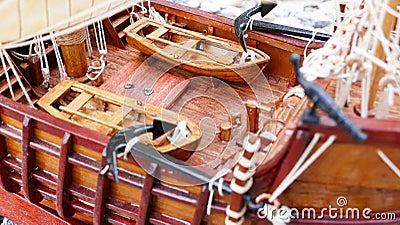 Sailing Ship model detail - hand made Stock Photo