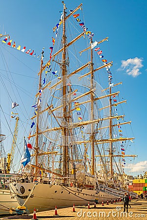 Sailing Ship Naval School Parked at Port Editorial Stock Photo