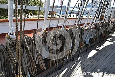 Sailing Ship Ropes Stock Photo
