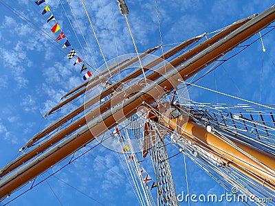 Sailing ship school Sagres. Sail mast seen from below Stock Photo