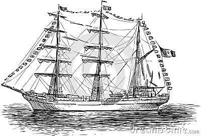 Sailing ship Vector Illustration