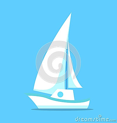 Sailing Ship White Icon Isolated on Blue Vector Vector Illustration