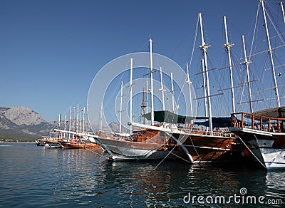 Sailing ships in harbour Stock Photo