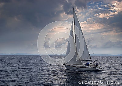 Sailing into a storm Stock Photo