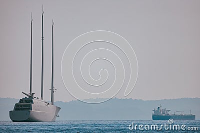 Sailing Superyacht Yacht A in Trieste Stock Photo