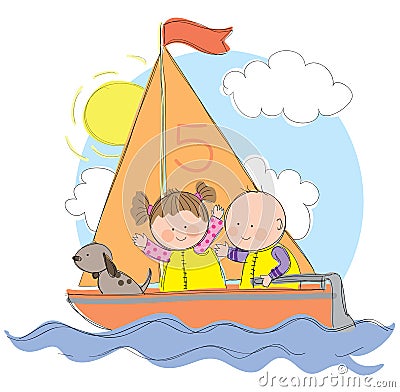 Sailing Trip Vector Illustration