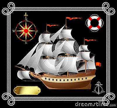 Sailing vessel Vector Illustration