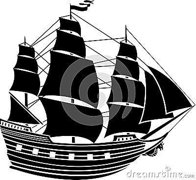 Sailing vessel stencil second variant Vector Illustration