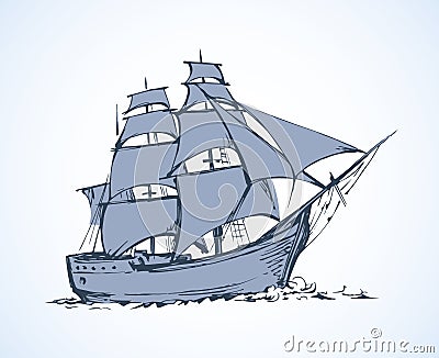 Sailing vessel. Vector drawing Vector Illustration