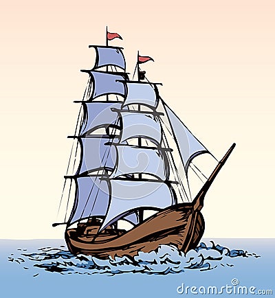 Sailing vessel. Vector drawing Vector Illustration